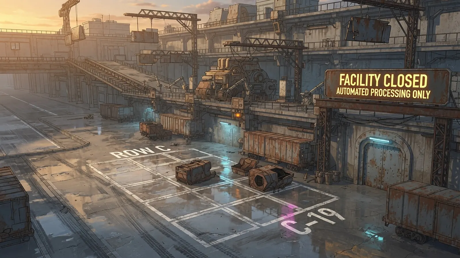 An abandoned industrial reclamation yard in Blackwire City